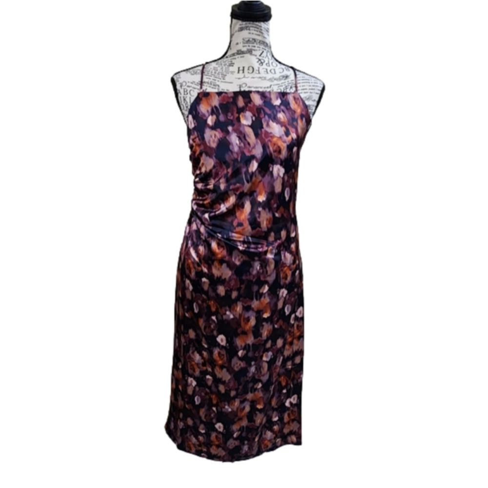 Jason Wu floral flattering ruched watercolor midi dress size small new!!!‎